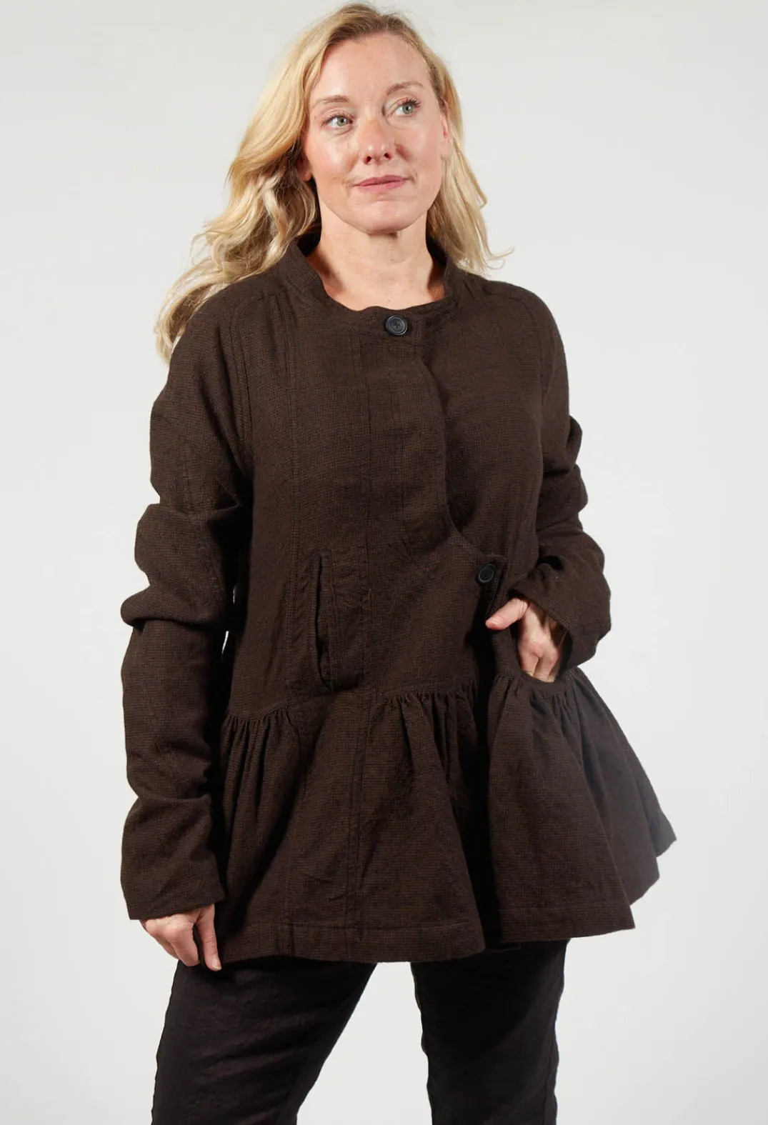 Rundholz Mainline Jackets^Peplum Style Jacket in Kaffee Check