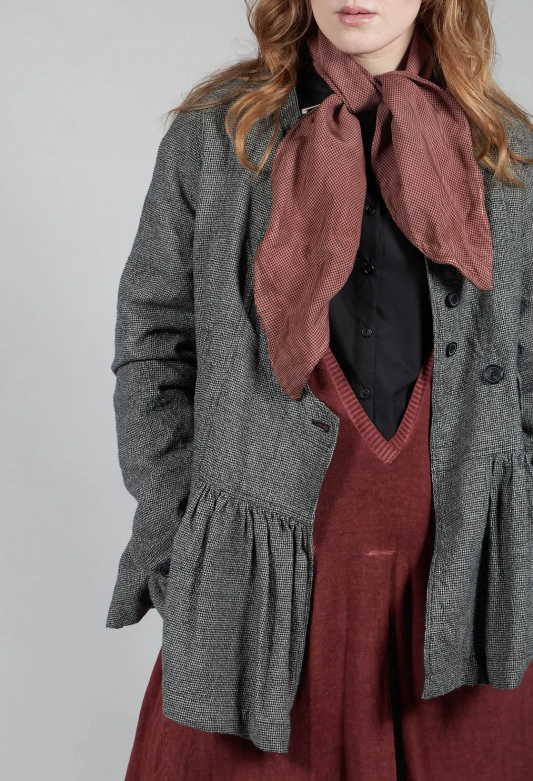 Rundholz Mainline Jackets^Peplum Style Jacket in Latte Check