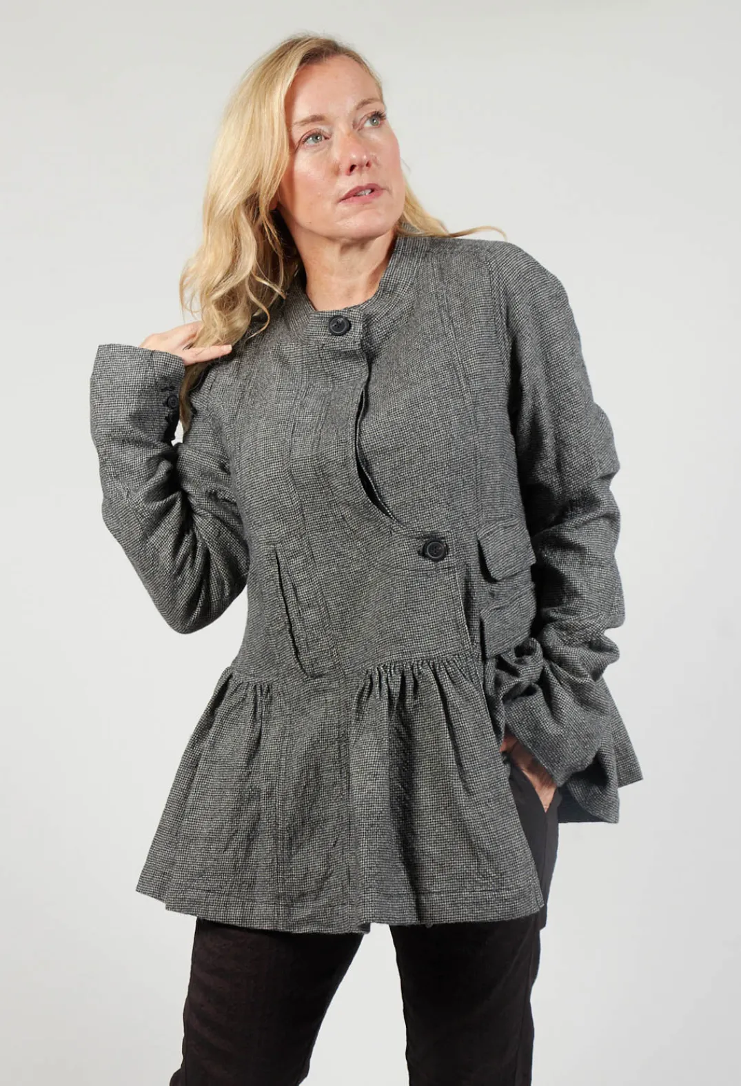 Rundholz Mainline Jackets^Peplum Style Jacket in Latte Check