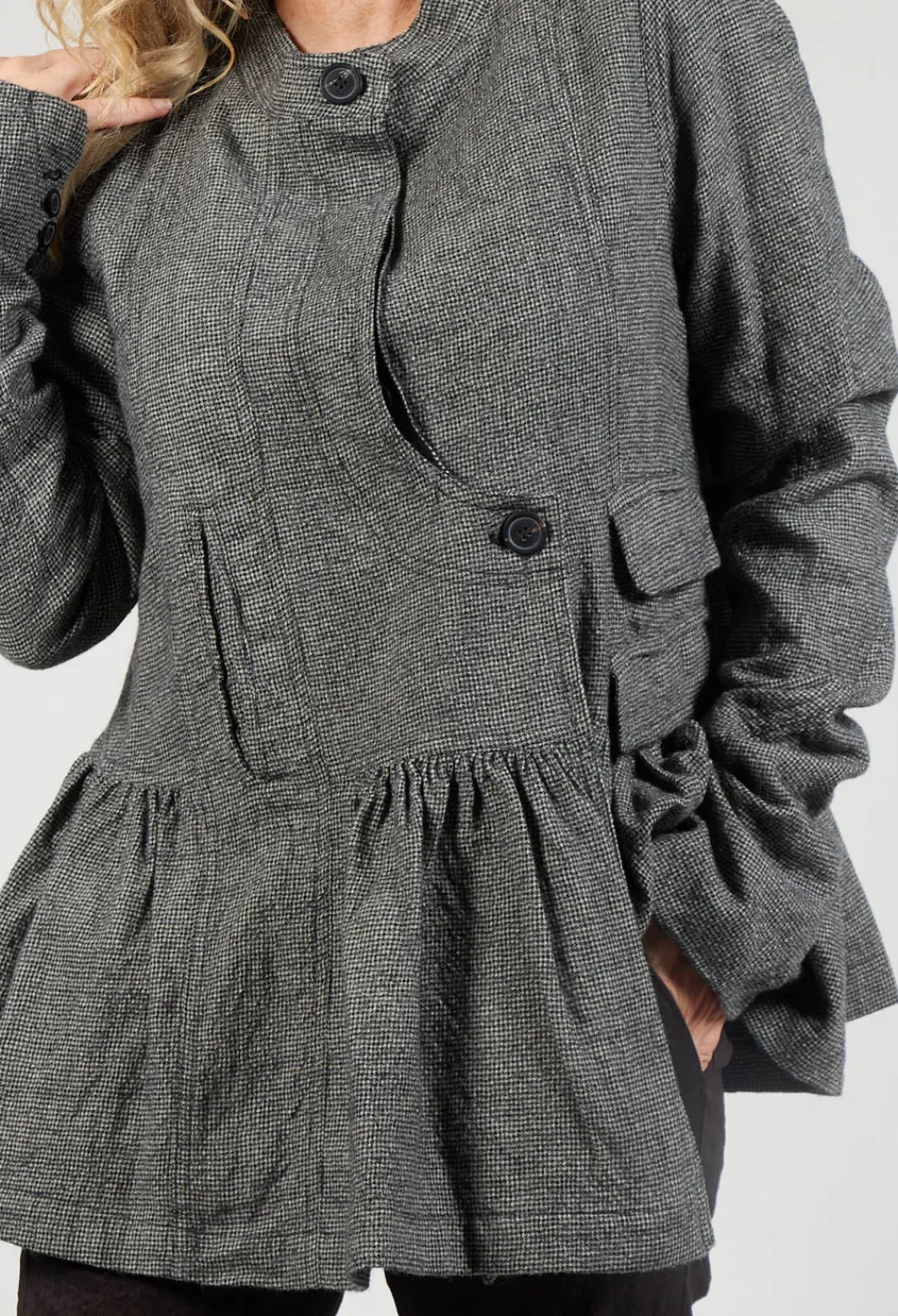Rundholz Mainline Jackets^Peplum Style Jacket in Latte Check