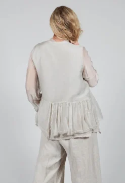 Sanctamuerte Tops^Peplum Tie Blouse in Lino Desert
