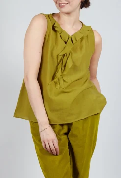 Apuntob Tops^Peplum Vest in Grass Green