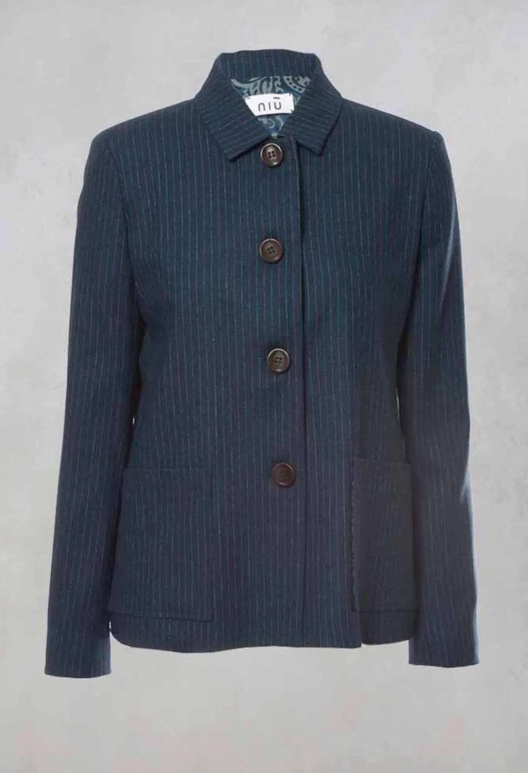 Niù Jackets^Pinstripe Jacket in Ocean Green