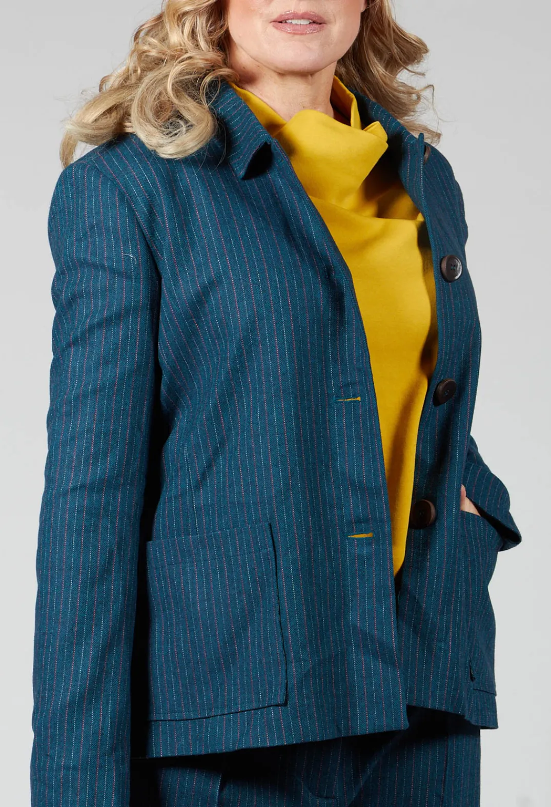 Niù Jackets^Pinstripe Jacket in Ocean Green