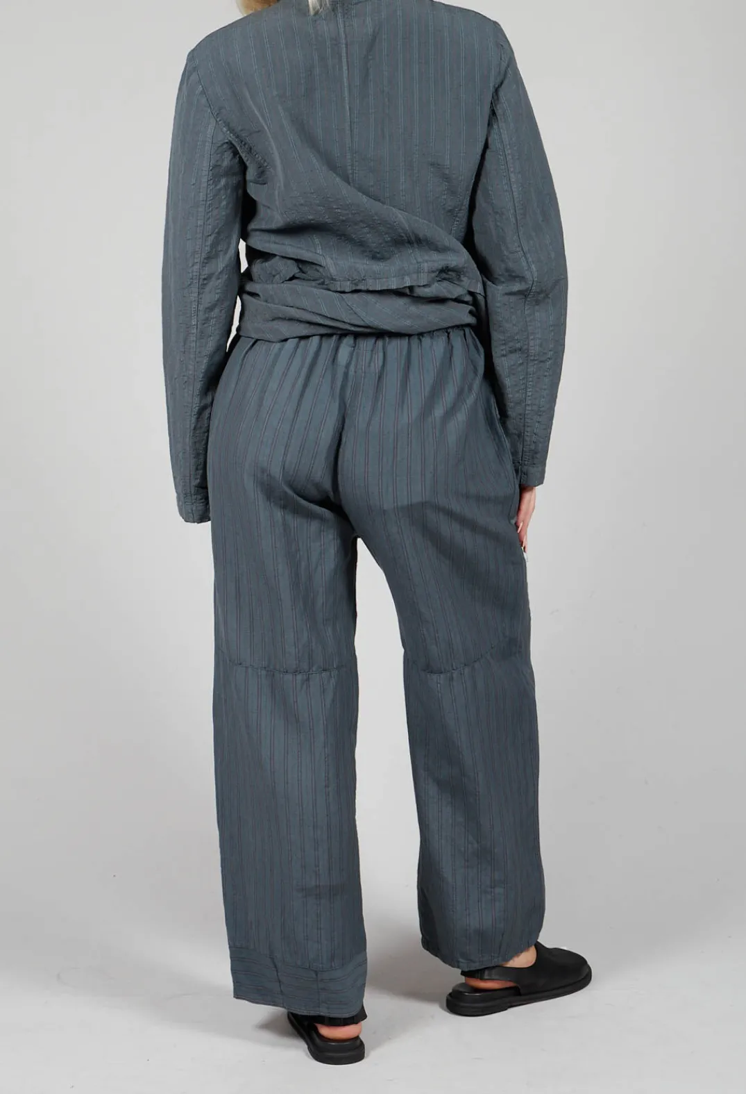 Tadashi Trousers^Pinstripe Patch Trousers in Grey