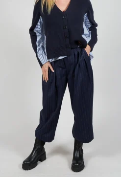 Mei Meij Trousers^Pinstripe Tailored Trousers in Gessato Blue Nights