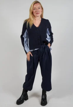Mei Meij Trousers^Pinstripe Tailored Trousers in Gessato Blue Nights