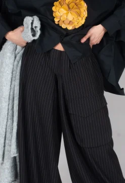 Bread and Butter Trousers^Pinstripe Trousers in Black