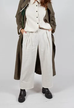 SOH Trousers^Pinstripe Trousers in Milk