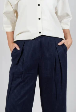 SOH Trousers^Pinstripe Trousers in Navy