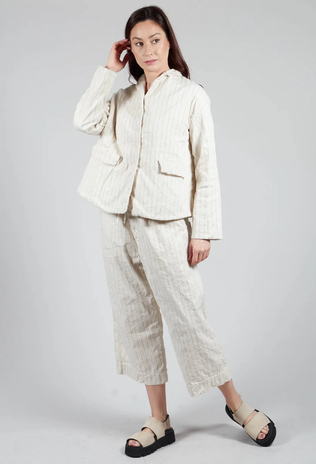 Album Di Famiglia Jackets^Pinstriped Loose Blazer in Natural