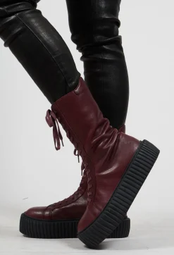 Rundholz Mainline Boots^Platform Lace Up Shoes in Merlot