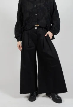 Sanctamuerte Trousers^Pleat Front Trousers in Gabardina di Cotone Nero