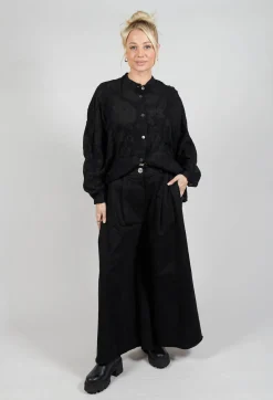 Sanctamuerte Trousers^Pleat Front Trousers in Gabardina di Cotone Nero