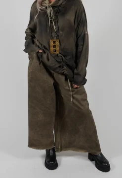 Sanctamuerte Trousers^Pleat Front Trousers in Gabardina di Cotone Green Tuscany