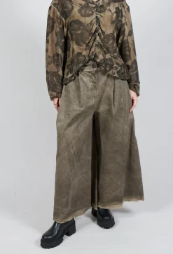 Sanctamuerte Trousers^Pleat Front Trousers in Gabardina di Cotone Green Tuscany