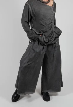 Sanctamuerte Trousers^Pleat Front Trousers in Gabardina di Cotone Grey Storm