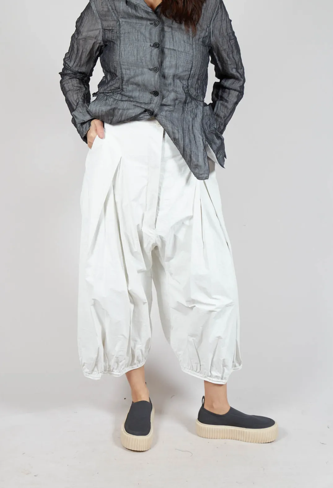 Rundholz Mainline Trousers^Pleat Front Trousers in Starwhite Brush