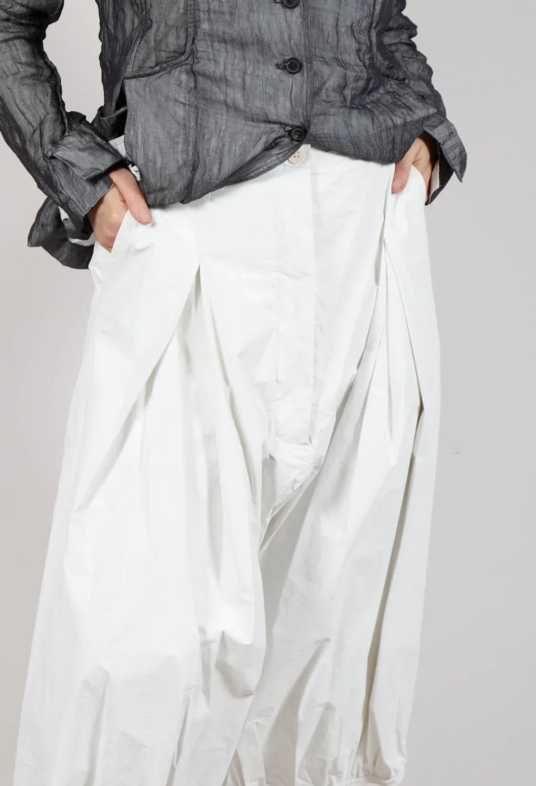 Rundholz Mainline Trousers^Pleat Front Trousers in Starwhite Brush