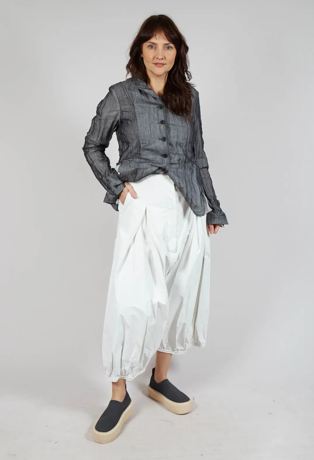 Rundholz Mainline Trousers^Pleat Front Trousers in Starwhite Brush
