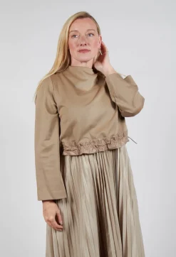 Mei Meij Dresses^Pleated Dress with Overlay Top in Camel