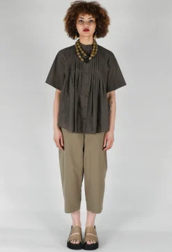 SOH Shirts & Blouses^Pleated Front Blouse in Grey Brown