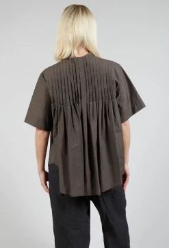 SOH Shirts & Blouses^Pleated Front Blouse in Grey Brown