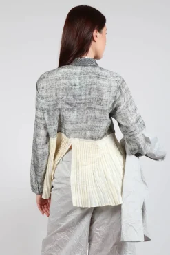 Traces of Me Shirts & Blouses^Pleated Hem Silk Shirt with Grey Marl Print