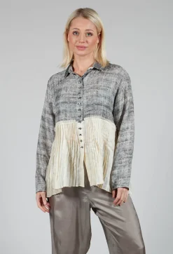 Traces of Me Shirts & Blouses^Pleated Hem Silk Shirt with Grey Marl Print
