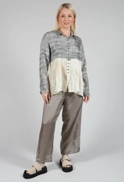 Traces of Me Shirts & Blouses^Pleated Hem Silk Shirt with Grey Marl Print