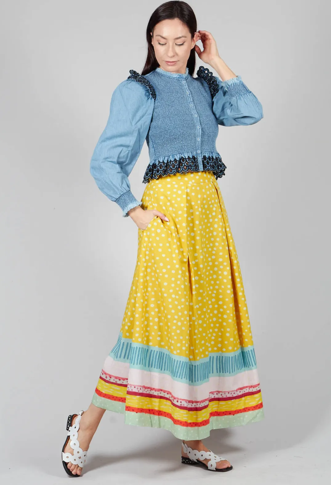 Conditions Apply Skirts^Pleated Maxi Skirt in Yellow