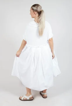 Rundholz Dip Dresses^Pleated Midi Dress with Lettuce Hem Detail in Semi Bleach