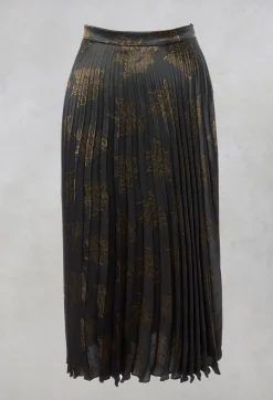 Maliparmi Skirts^Pleated Midi Skirt in Grigio / Moro / Lime