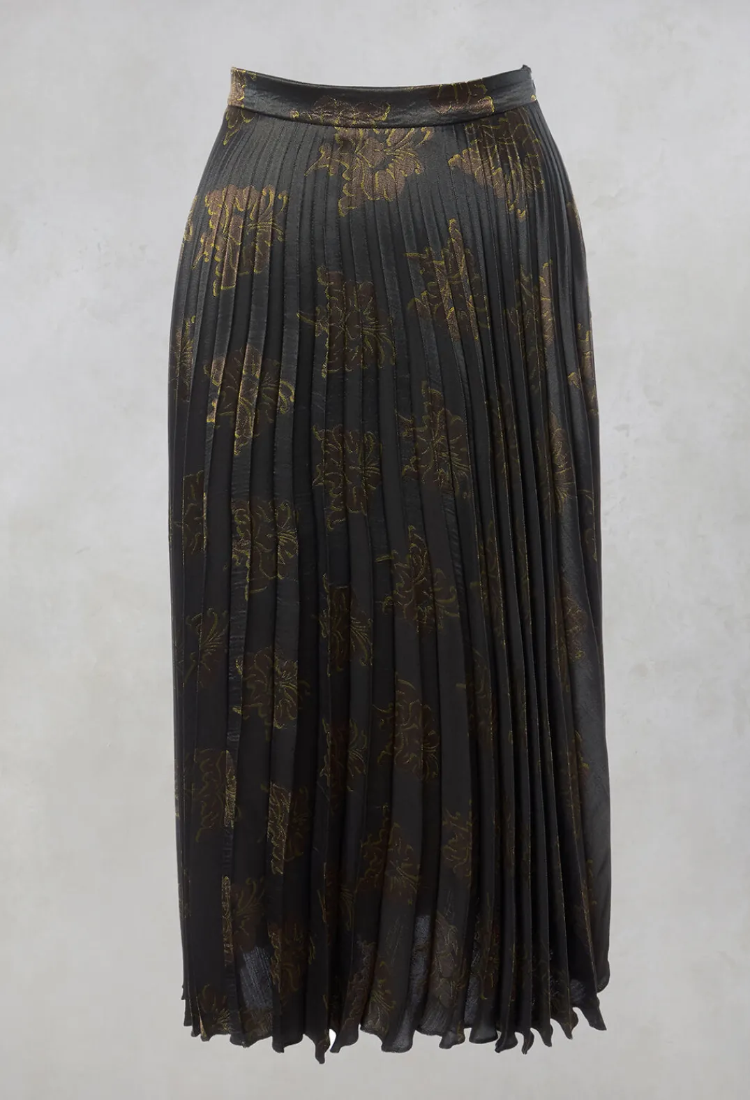 Maliparmi Skirts^Pleated Midi Skirt in Grigio / Moro / Lime