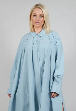 Les Filles d'Ailleurs Dresses^Pleated Neckline Shirt Dress in Blue