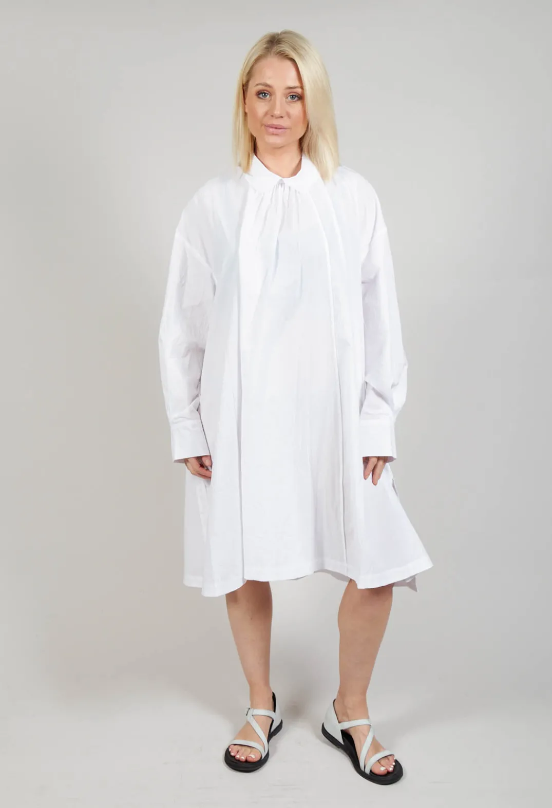 Les Filles d'Ailleurs Dresses^Pleated Neckline Shirt Dress in White