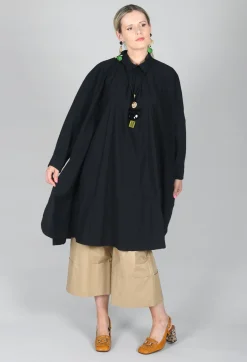 Les Filles d'Ailleurs Dresses^Pleated Neckline Shirt Dress in Black