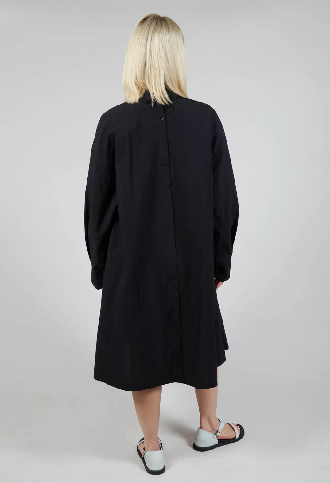 Les Filles d'Ailleurs Dresses^Pleated Neckline Shirt Dress in Black