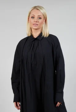 Les Filles d'Ailleurs Dresses^Pleated Neckline Shirt Dress in Black