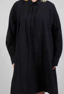 Les Filles d'Ailleurs Dresses^Pleated Neckline Shirt Dress in Black