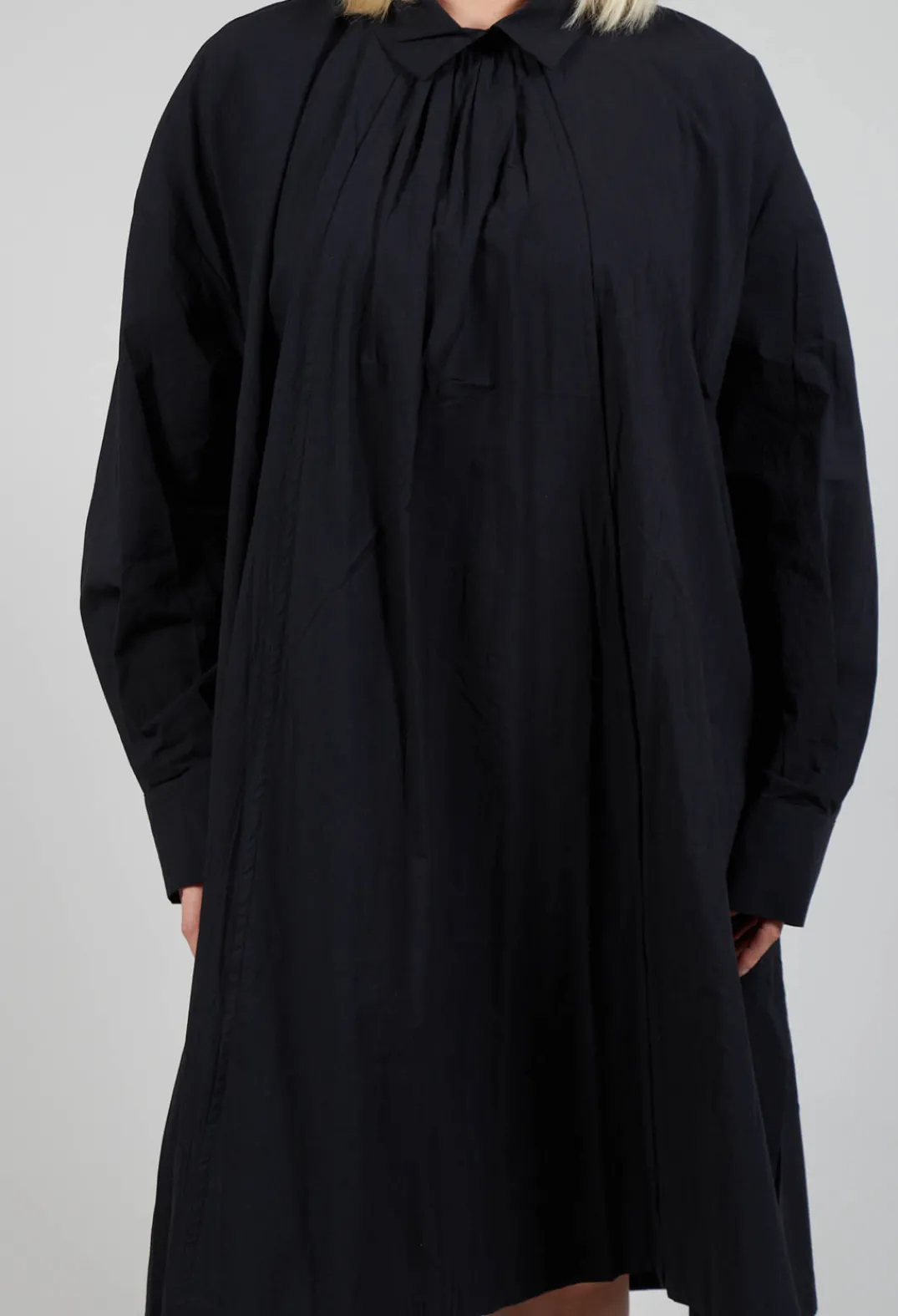 Les Filles d'Ailleurs Dresses^Pleated Neckline Shirt Dress in Black