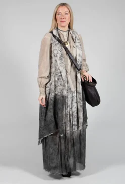 Sanctamuerte Skirts^Pleated Ombre Skirt in Viscosa Seta and Cotone Degrade Gold