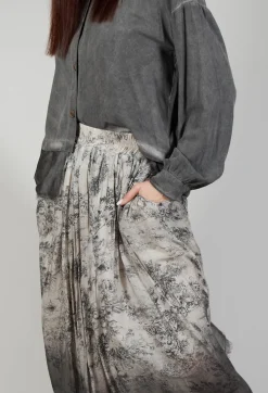 Sanctamuerte Skirts^Pleated Ombre Skirt in Viscosa Seta and Cotone Degrade Gold