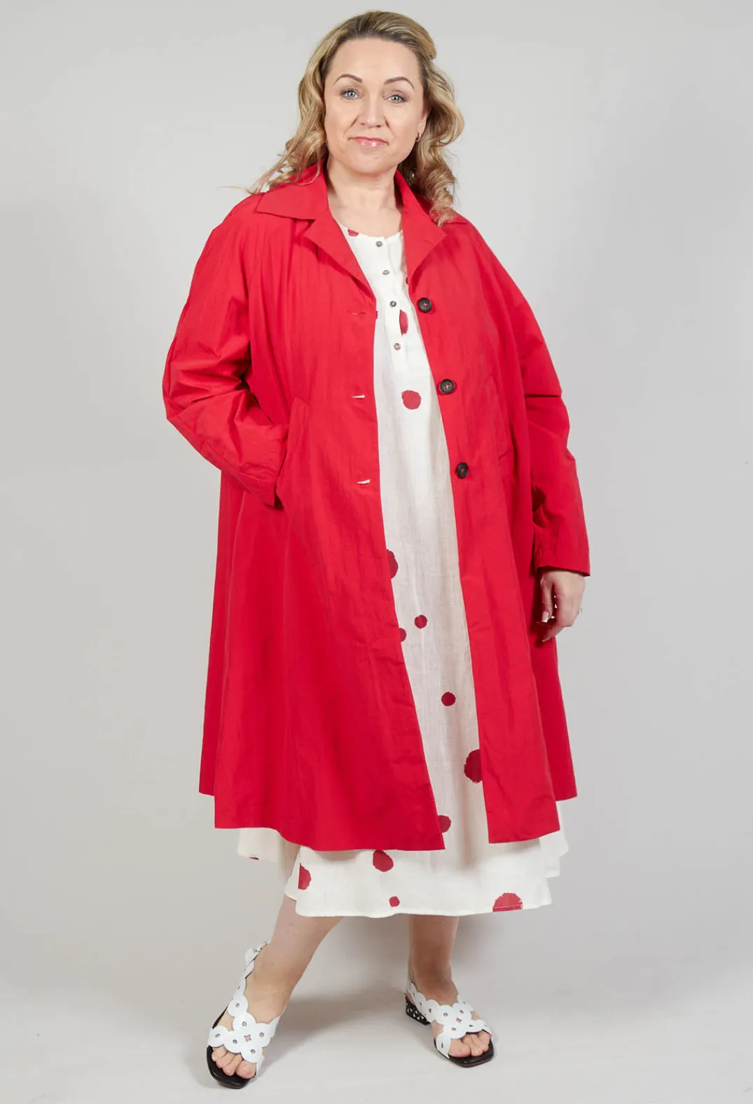 Operificio Neirami Coats^Pleated Overcoat in Rosso