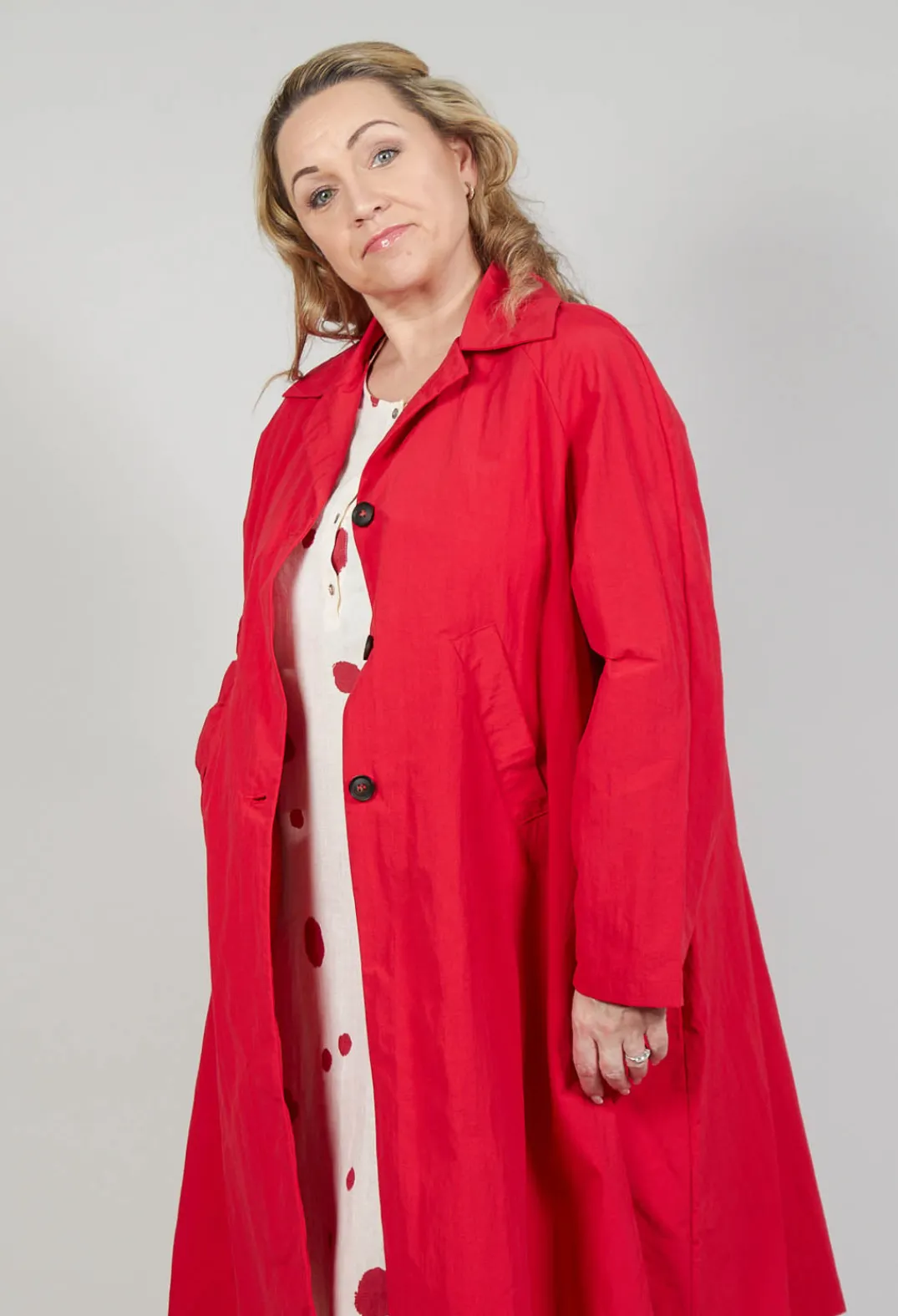 Operificio Neirami Coats^Pleated Overcoat in Rosso