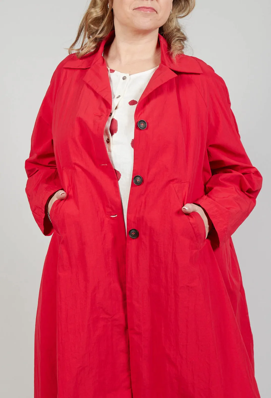 Operificio Neirami Coats^Pleated Overcoat in Rosso