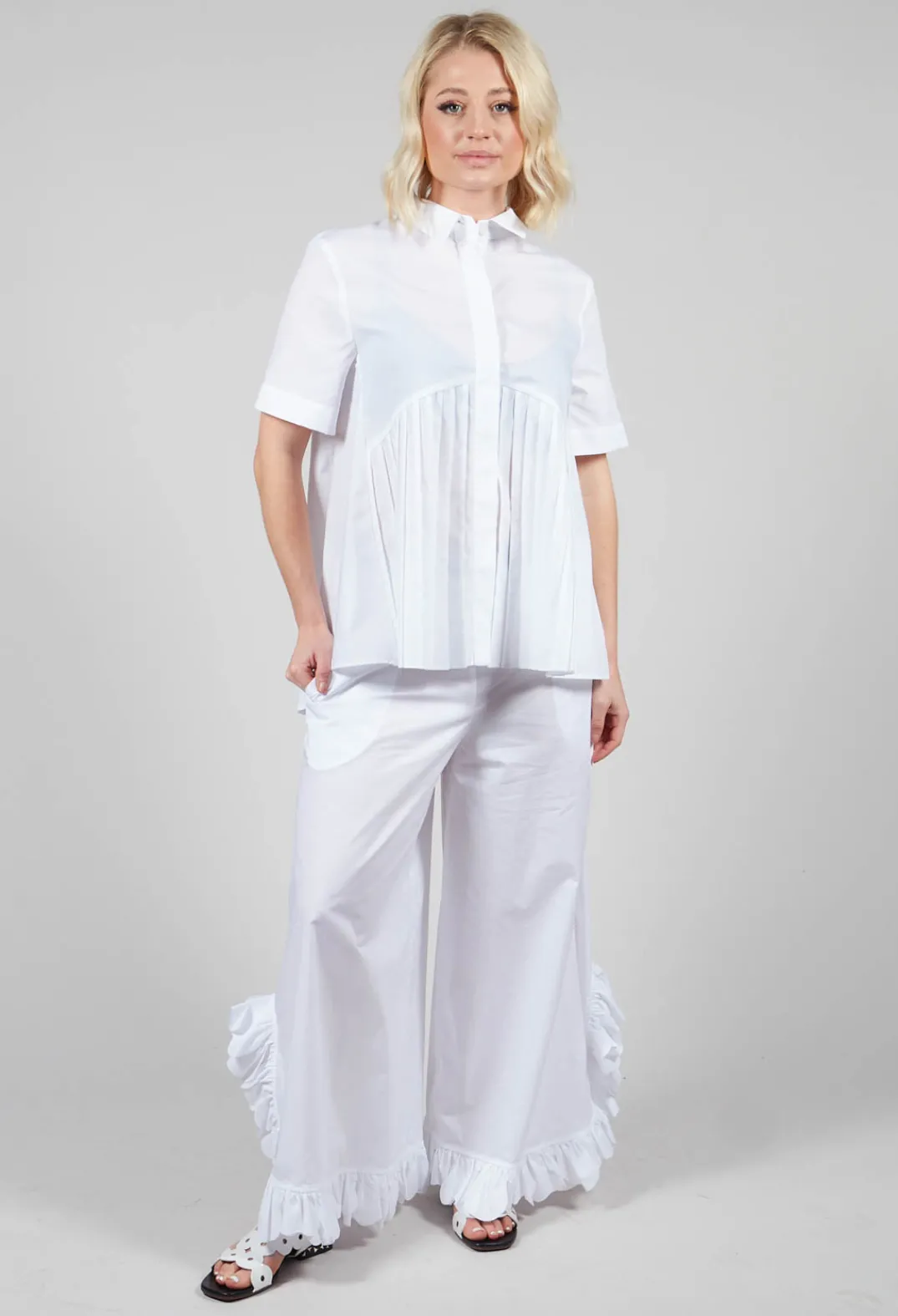 Mei Meij Shirts & Blouses^Pleated Shirt in White
