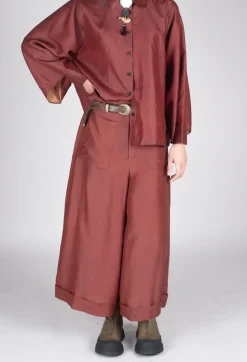 SOH Trousers^Pleated Silk Trousers in Copper