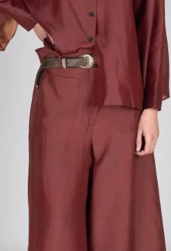 SOH Trousers^Pleated Silk Trousers in Copper