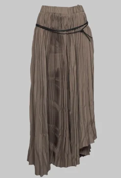 Nostra Santissima Skirts^Pleated Skirt with Asymmetric Hem in Brown